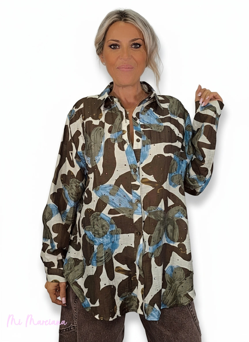 CAMISA ESTAMPADA GASA STRASS JOT