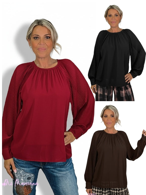 BLUSA GASA MANGAS PLISADA