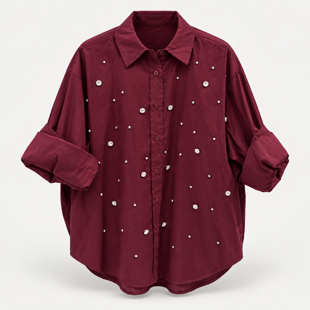 CAMISA POPELIN JOYA · Burdeos · maniquí invisible
