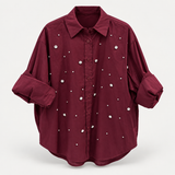 CAMISA POPELIN JOYA · Burdeos · maniquí invisible