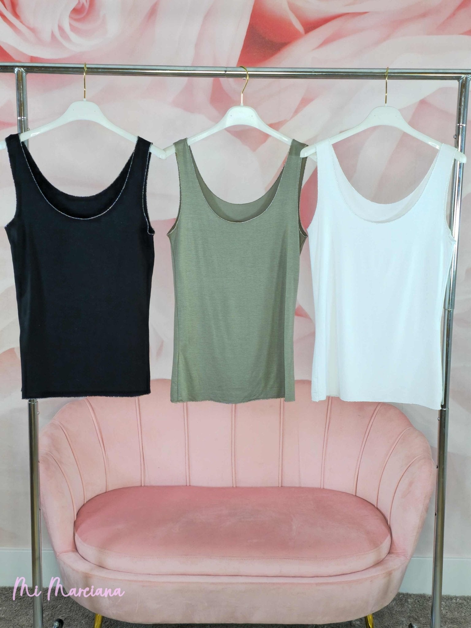 CAMISETA TIRANTES RIBETE PURPURINA - Mi Marciana