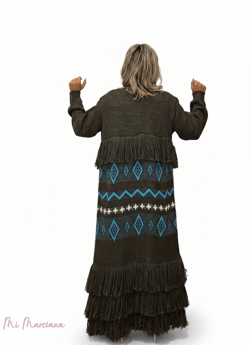 CÁRDIGAN LARGO PUNTO FLECOS - Mi Marciana
