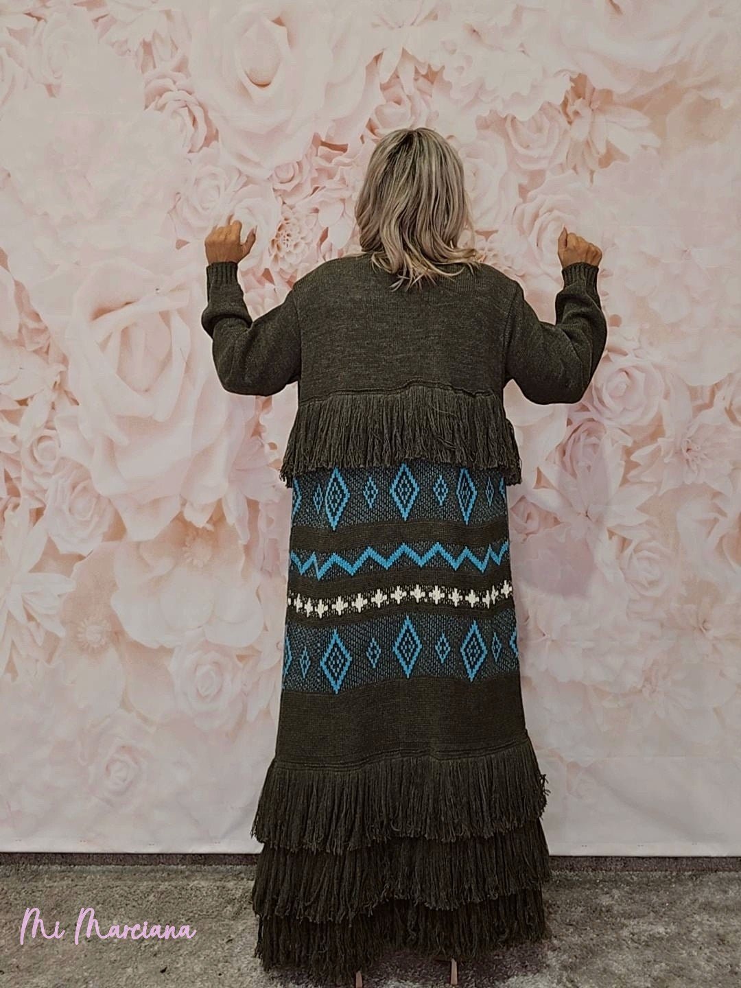 CÁRDIGAN LARGO PUNTO FLECOS - Mi Marciana