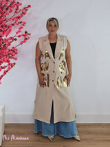 CHALECO LARGO LETRAS DORADAS - Mi Marciana