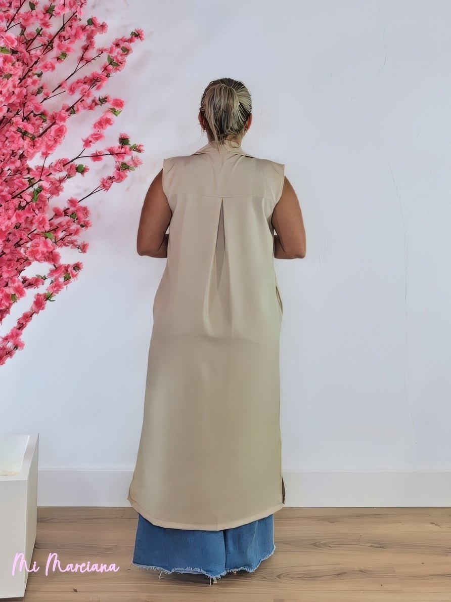 CHALECO LARGO LETRAS DORADAS - Mi Marciana