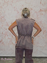 CHALECO OVERSIZE LAVADO MARRÓN - Mi Marciana