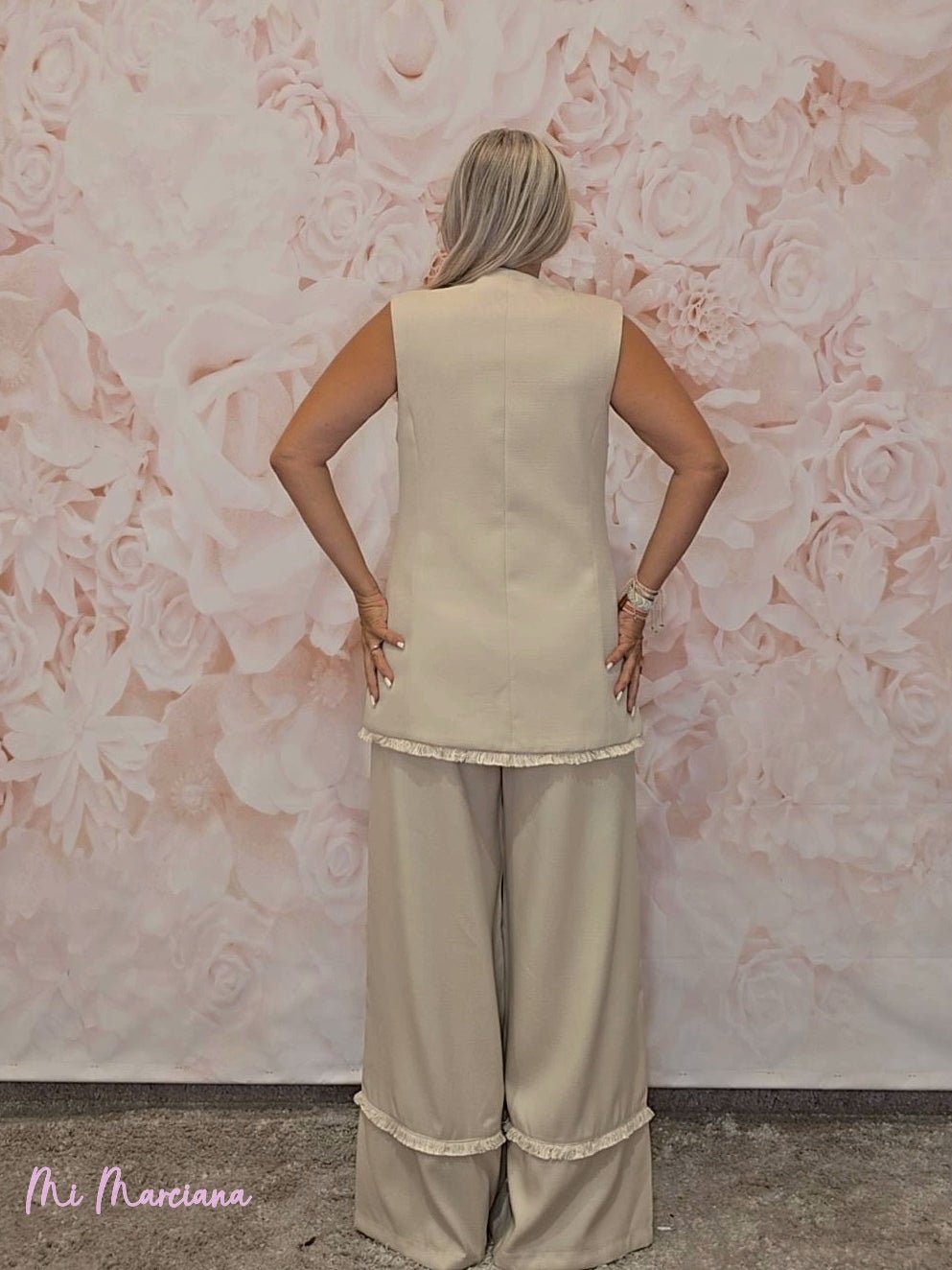 CHALECO PANAMÁ FLECOS BEIGE - Mi Marciana