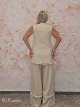 CHALECO PANAMÁ FLECOS BEIGE - Mi Marciana