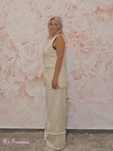 CHALECO PANAMÁ FLECOS BEIGE - Mi Marciana