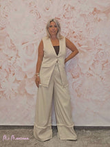 CHALECO PANAMÁ FLECOS BEIGE - Mi Marciana