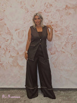 CHALECO PANAMÁ FLECOS MARRÓN - Mi Marciana