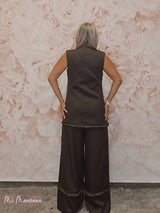 CHALECO PANAMÁ FLECOS MARRÓN - Mi Marciana