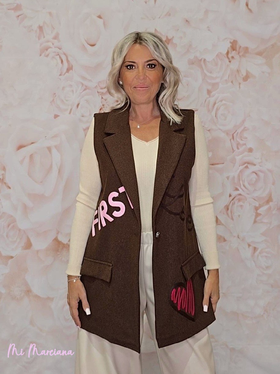 CHALECO PAÑO BORDADOS - Mi Marciana