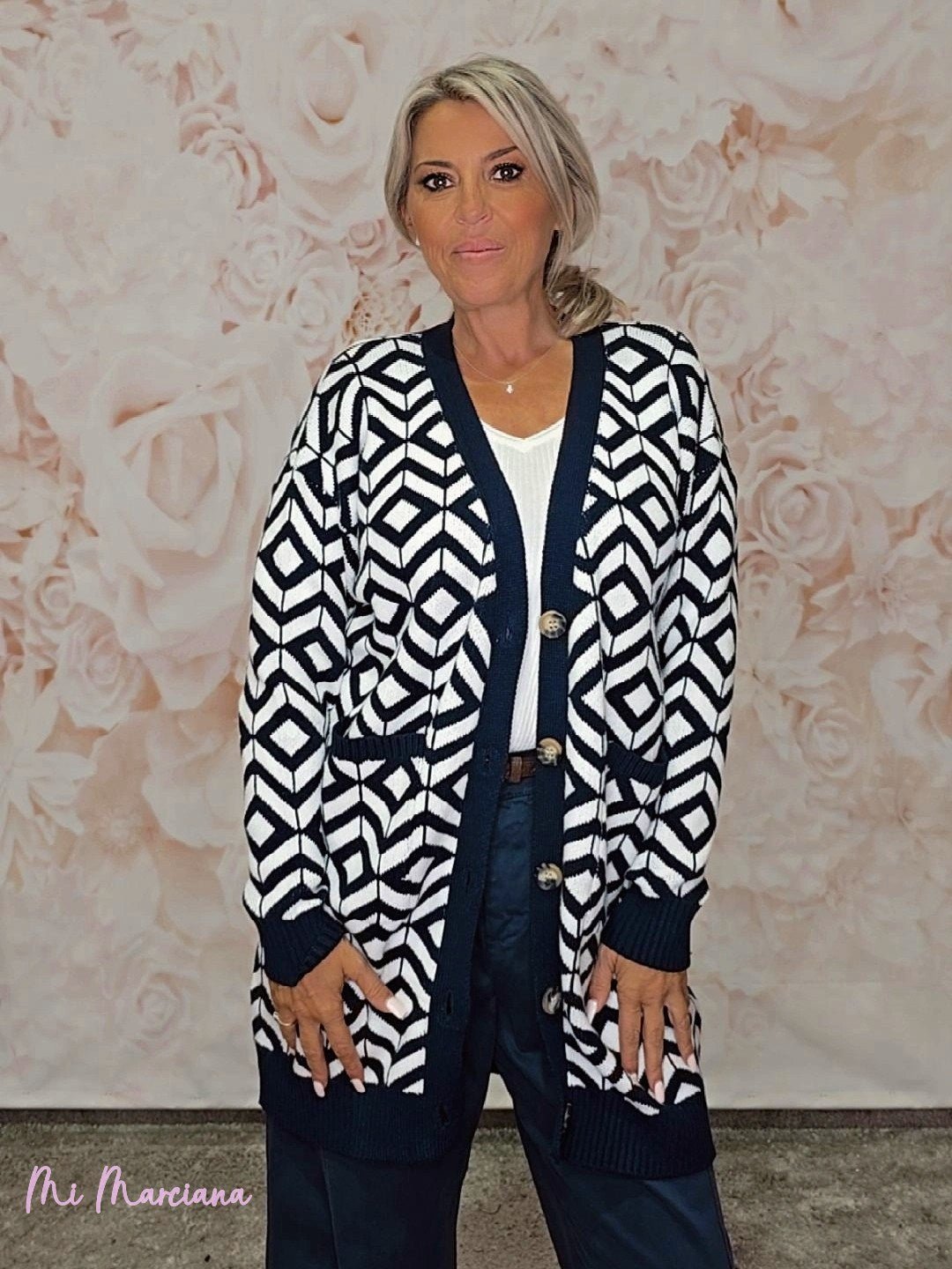 CHAQUETA CÁRDIGAN GEOMÉTRICA JOT - Mi Marciana