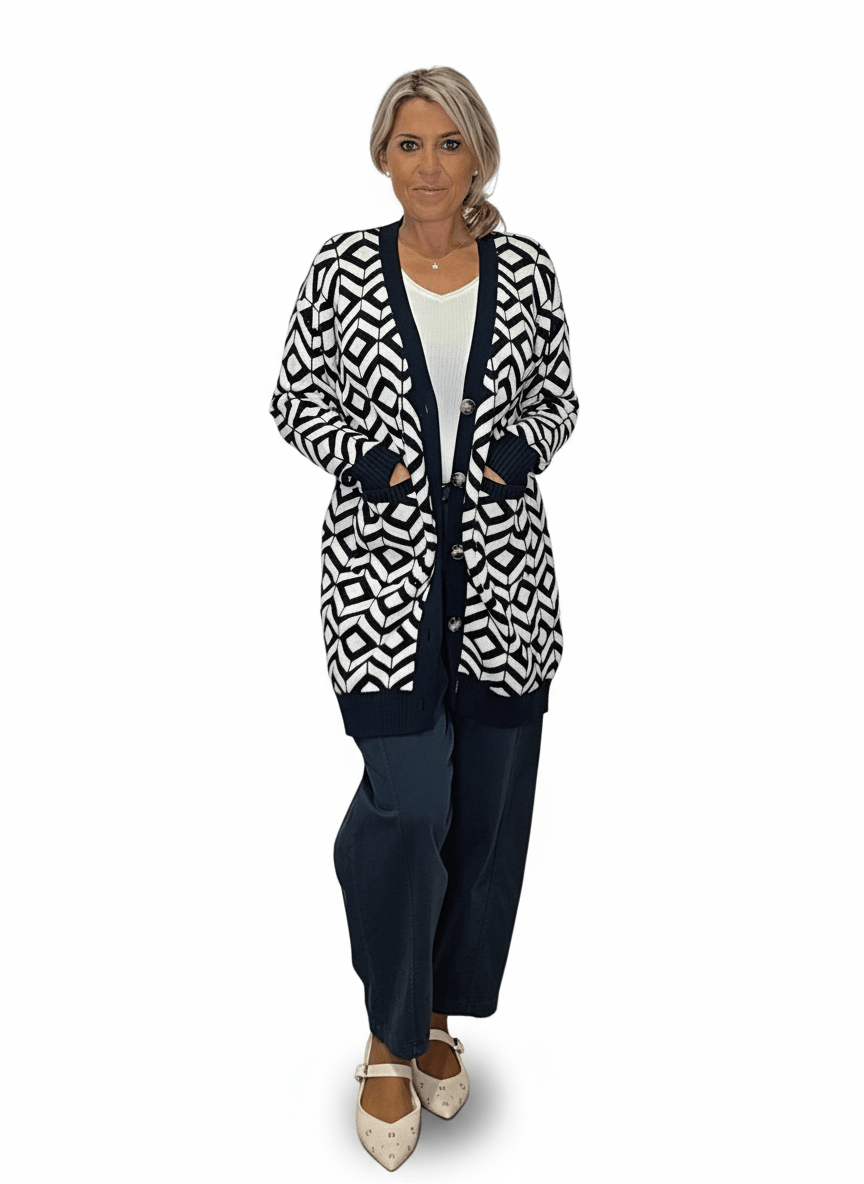 CHAQUETA CÁRDIGAN GEOMÉTRICA JOT - Mi Marciana