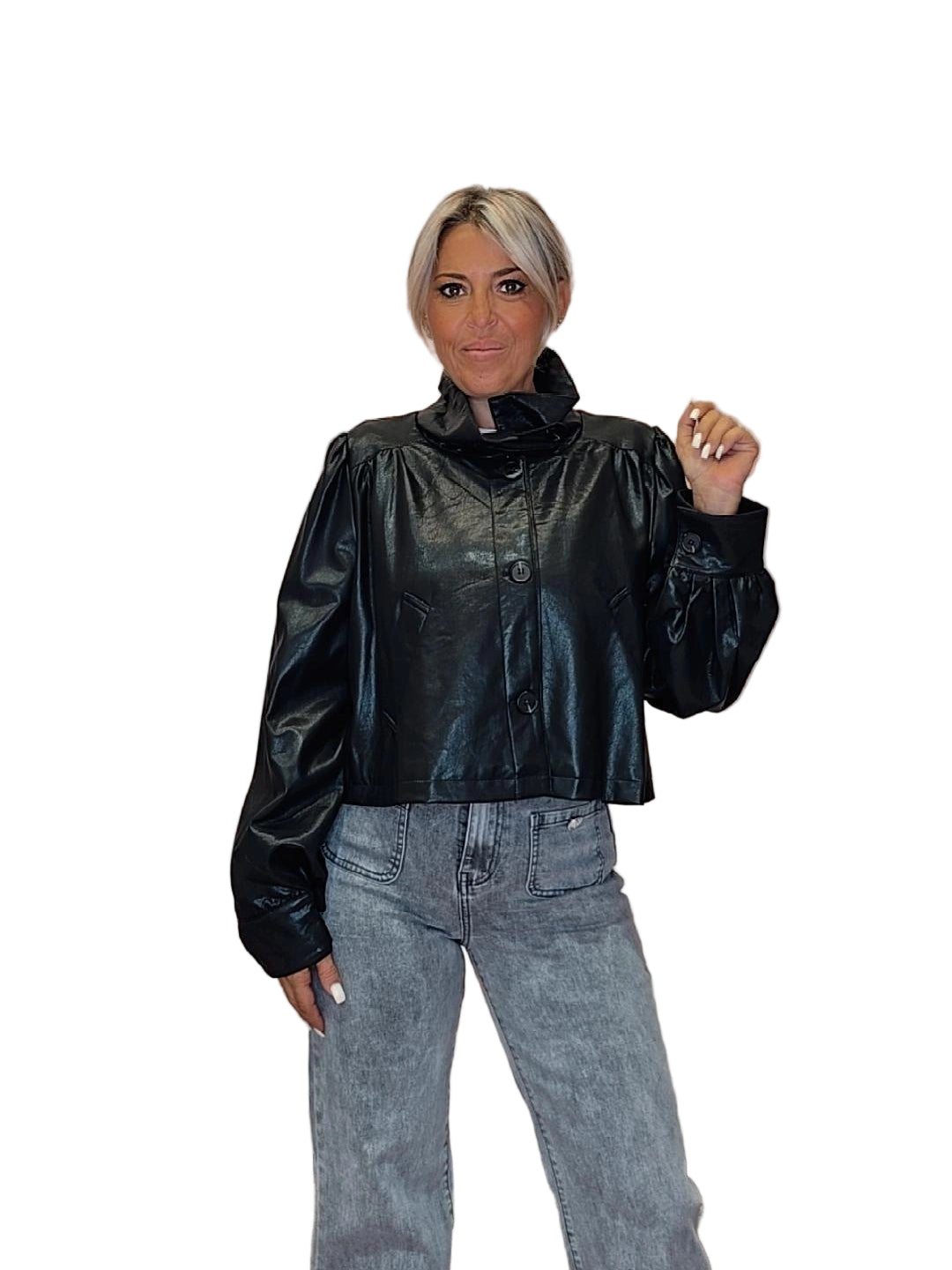 CHAQUETA CORTA POLIPIEL NEGRA - Mi Marciana