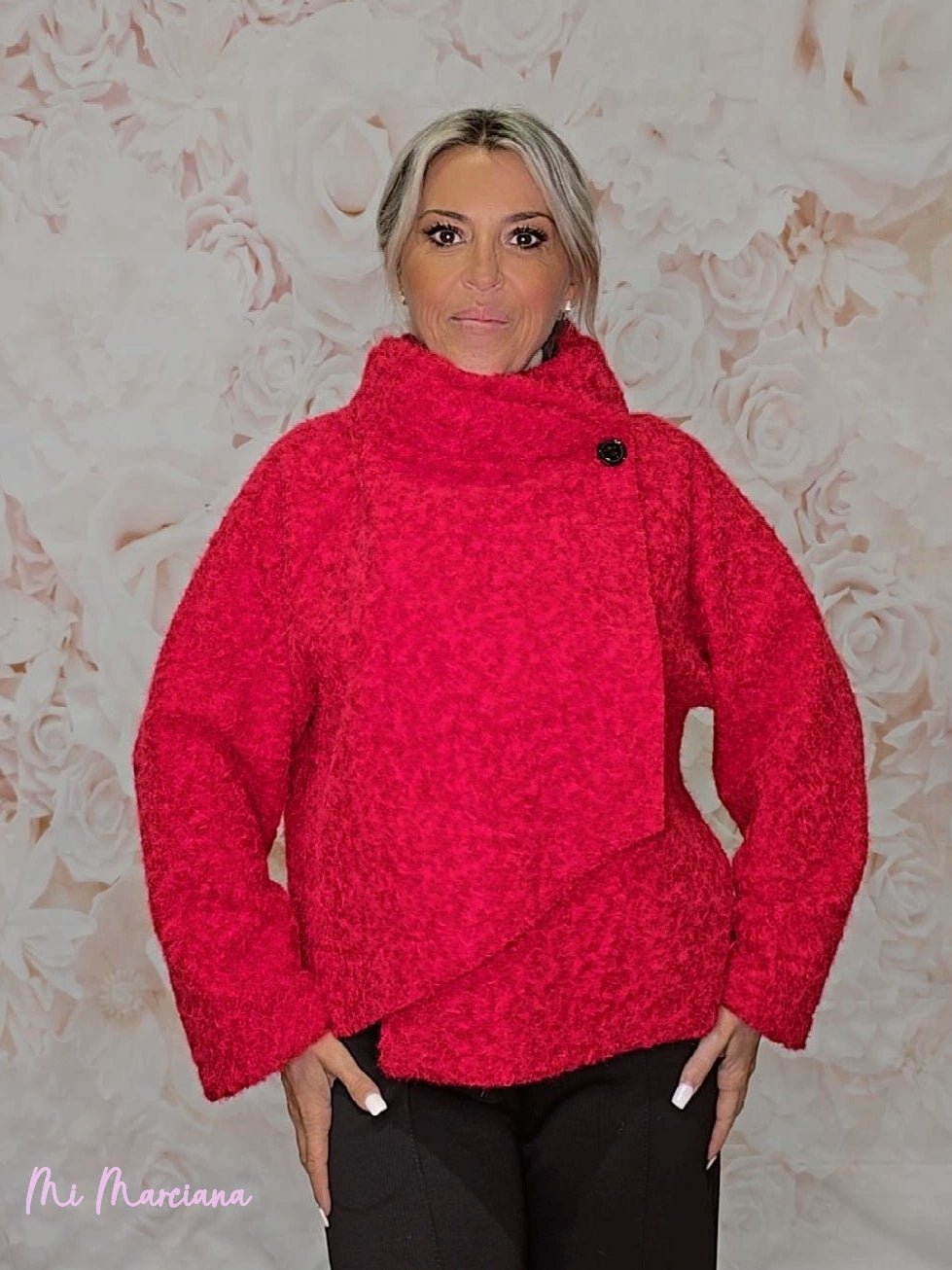 CHAQUETA CRUZADA LANA FLOCADA JOT - Mi Marciana