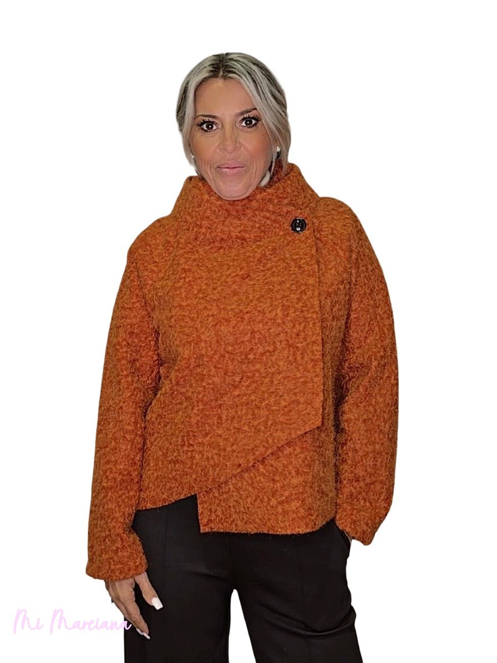 CHAQUETA CRUZADA LANA FLOCADA JOT - Mi Marciana