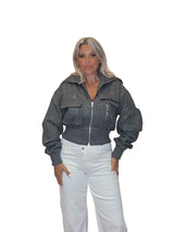 CHAQUETA DENIM LAVADA BOLSILLOS GRIS - Mi Marciana