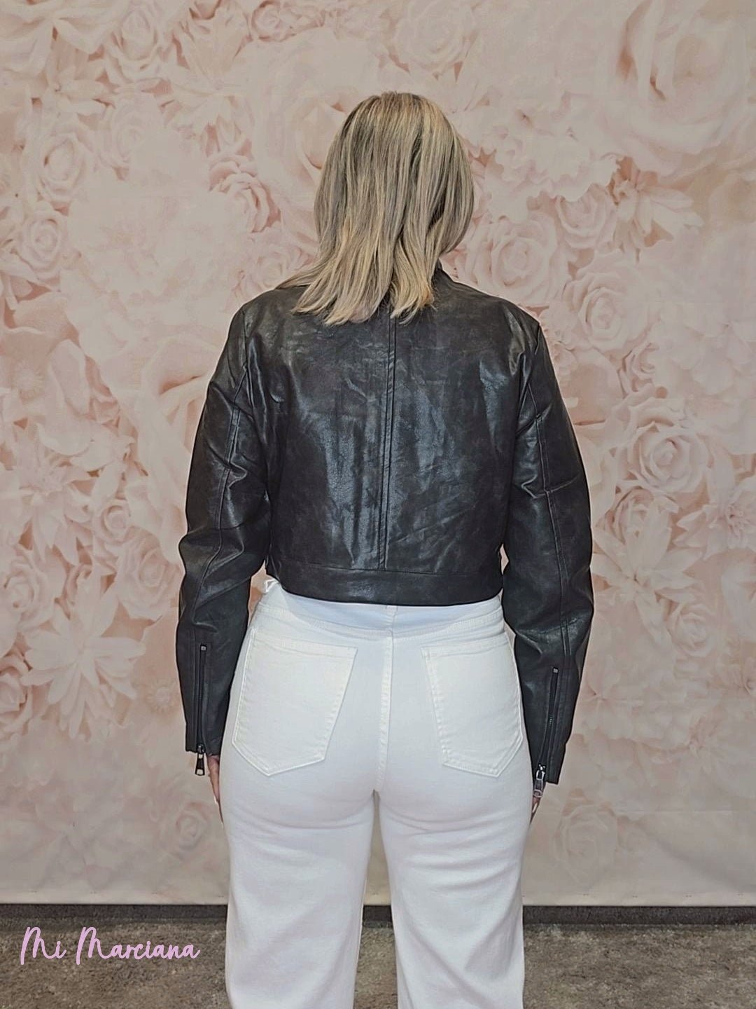 CHAQUETA ECOPIEL ENVEJECIDA NEGRO - Mi Marciana