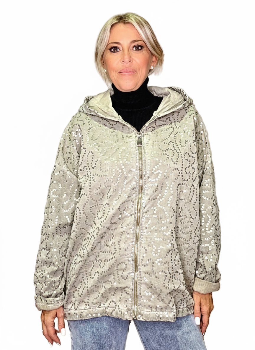 CHAQUETA OVERSIZE LAVADA LENTEJUELAS JOT - Mi Marciana
