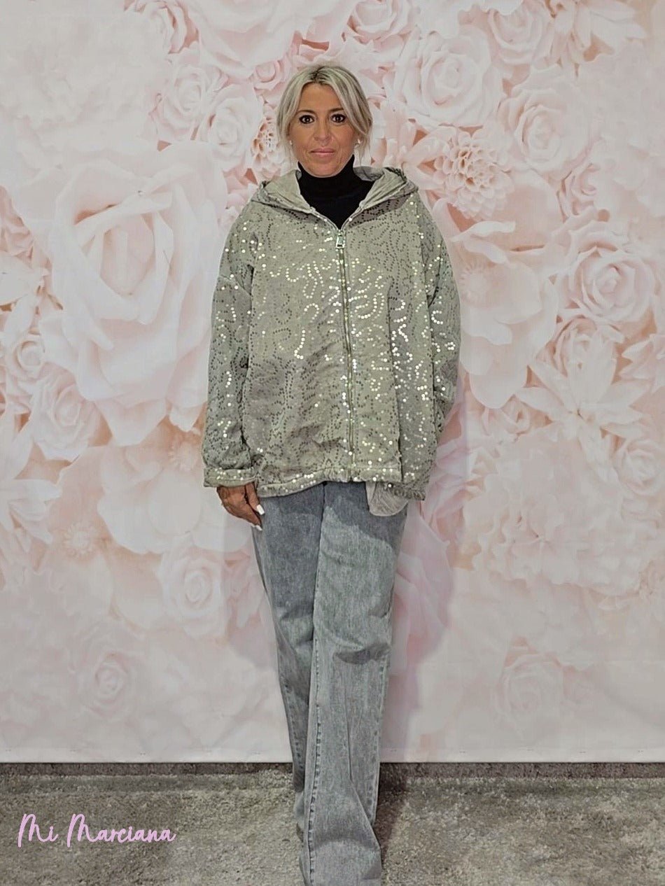 CHAQUETA OVERSIZE LAVADA LENTEJUELAS JOT - Mi Marciana