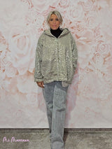 CHAQUETA OVERSIZE LAVADA LENTEJUELAS JOT - Mi Marciana