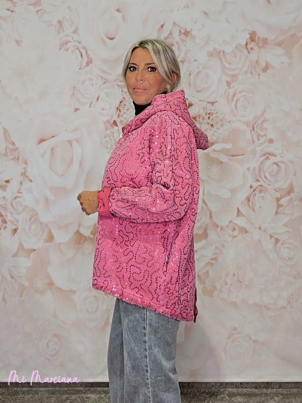 CHAQUETA OVERSIZE LAVADA LENTEJUELAS JOT - Mi Marciana