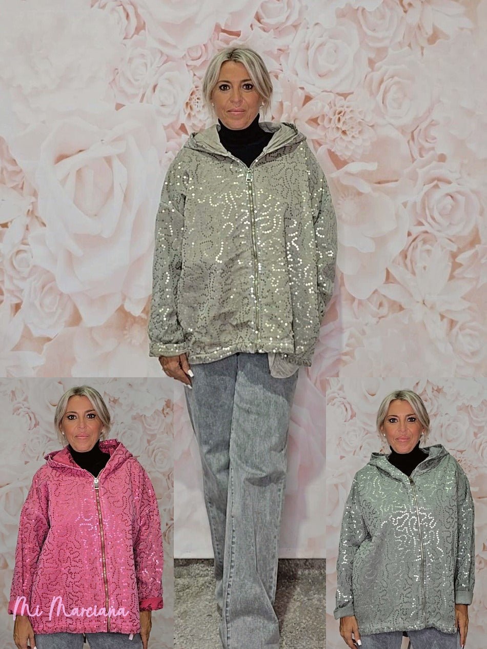 CHAQUETA OVERSIZE LAVADA LENTEJUELAS JOT - Mi Marciana