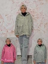 CHAQUETA OVERSIZE LAVADA LENTEJUELAS JOT - Mi Marciana