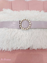 CINTURON EFECTO ANIMAL PRINT HEBILLA REDONDA PERLAS - Mi Marciana