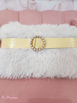 CINTURON EFECTO ANIMAL PRINT HEBILLA REDONDA PERLAS - Mi Marciana