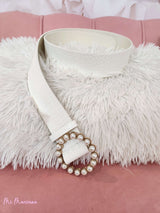 CINTURON EFECTO ANIMAL PRINT HEBILLA REDONDA PERLAS - Mi Marciana