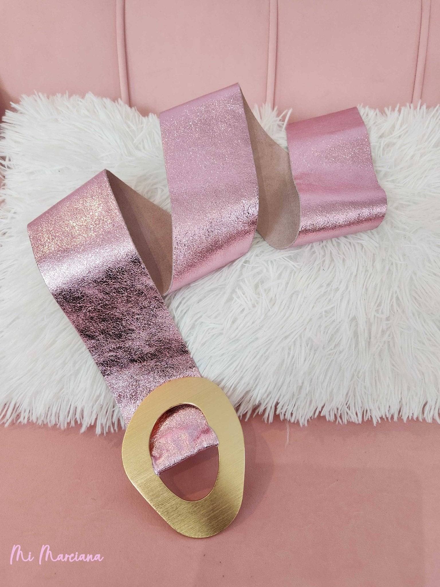 CINTURON METALIZADO HEBILLA DORADA - Mi Marciana