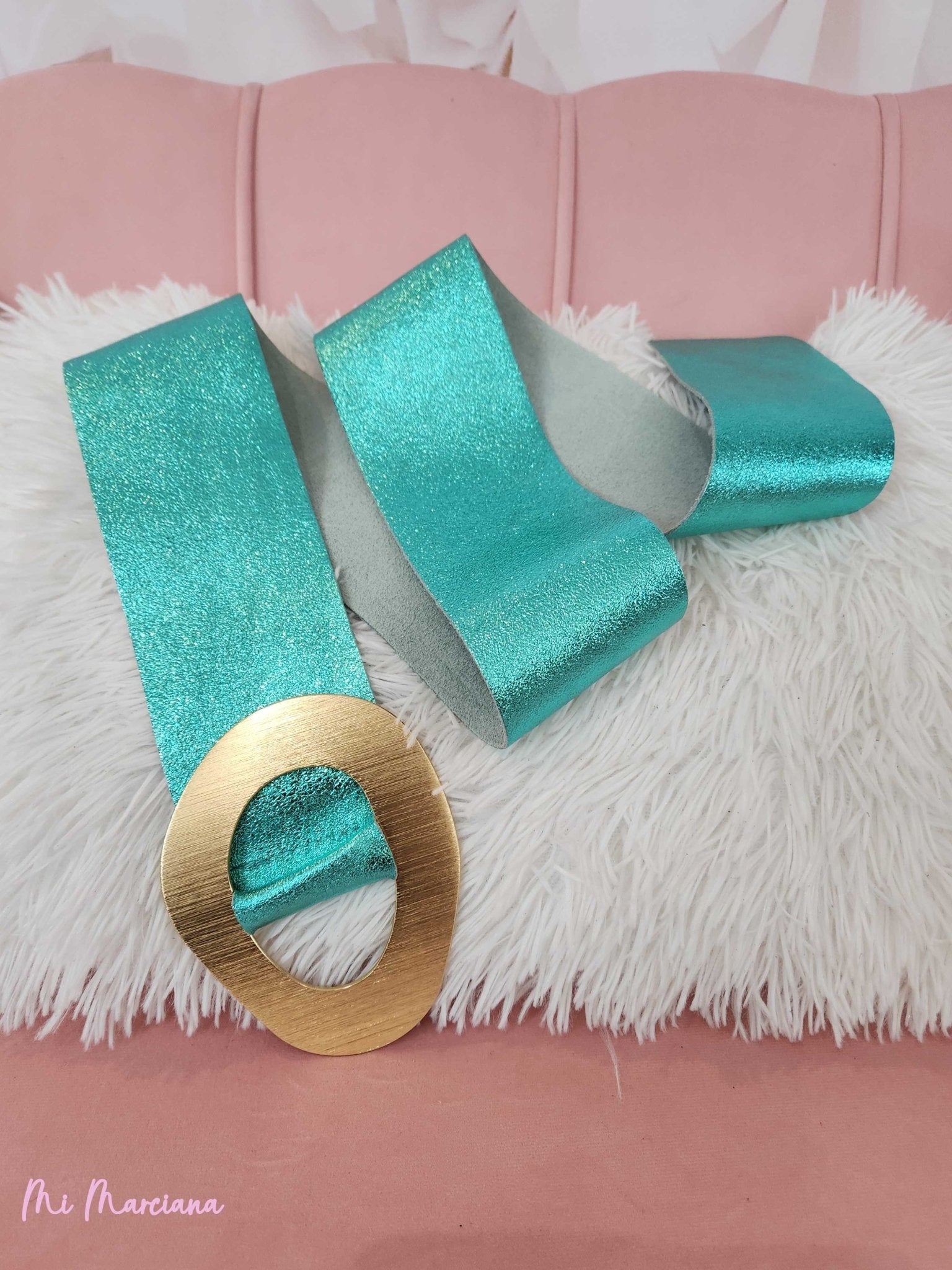 CINTURON METALIZADO HEBILLA DORADA - Mi Marciana