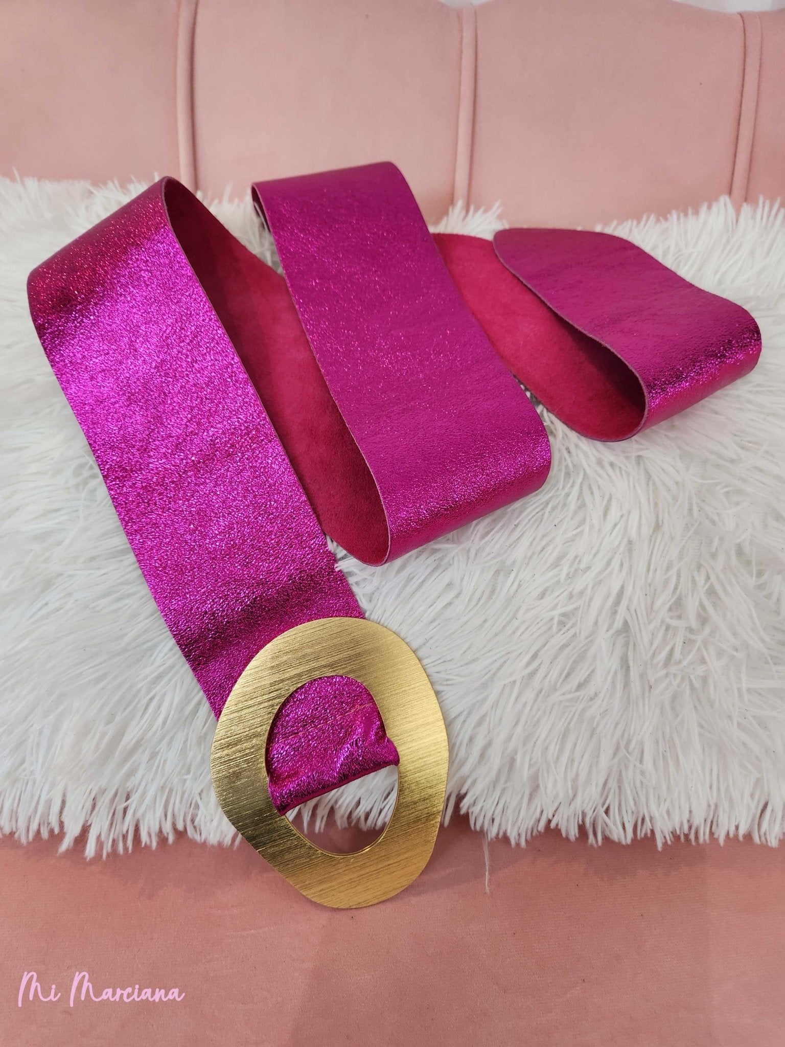 CINTURON METALIZADO HEBILLA DORADA - Mi Marciana