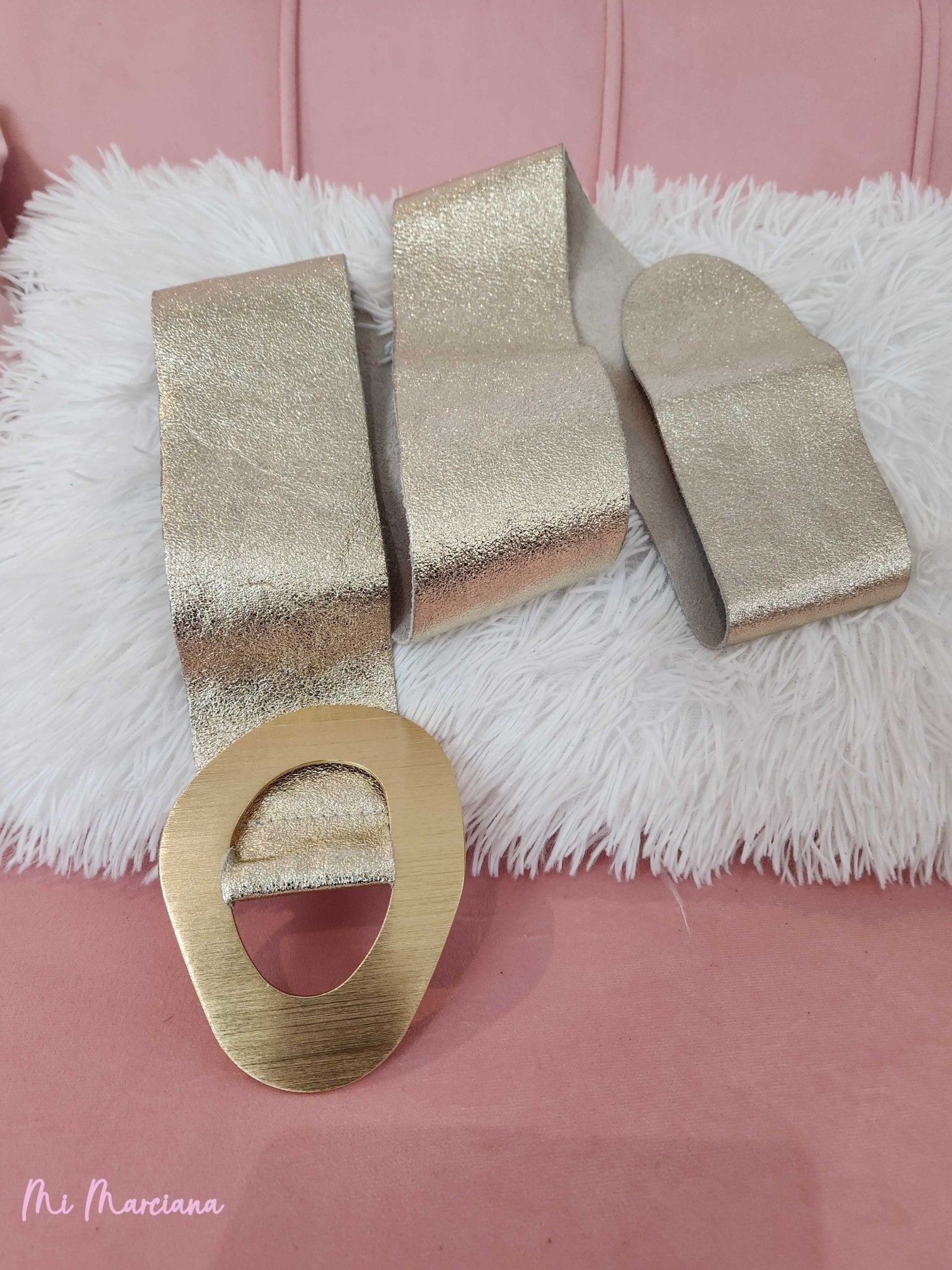 CINTURON METALIZADO HEBILLA DORADA - Mi Marciana