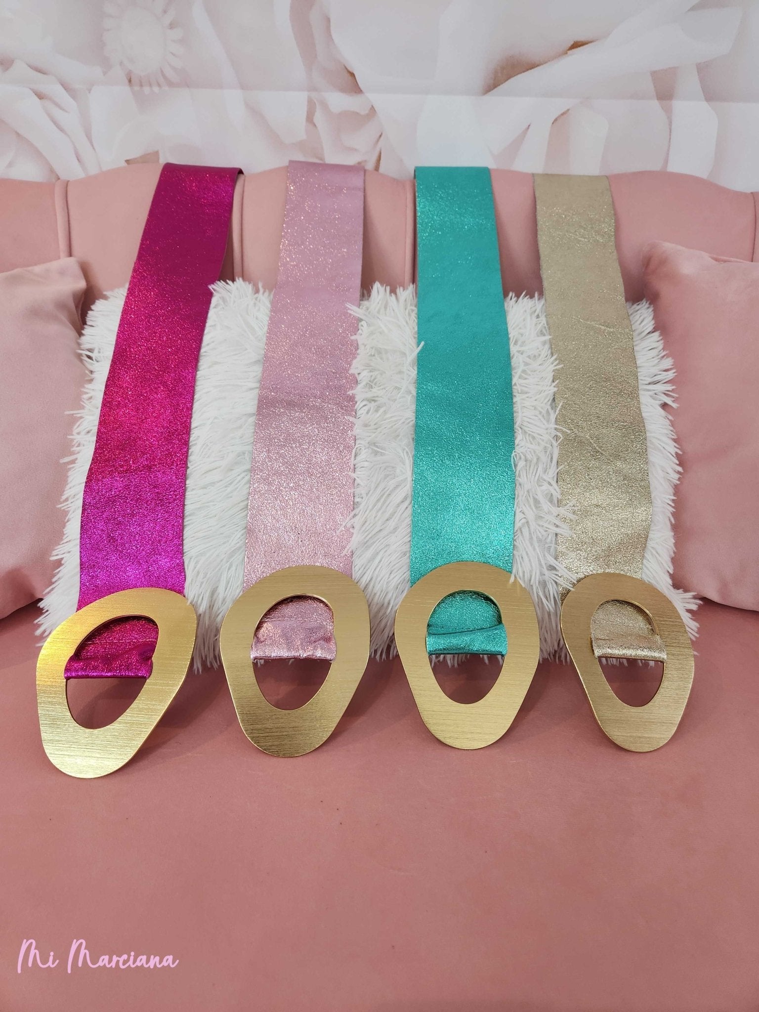 CINTURON METALIZADO HEBILLA DORADA - Mi Marciana