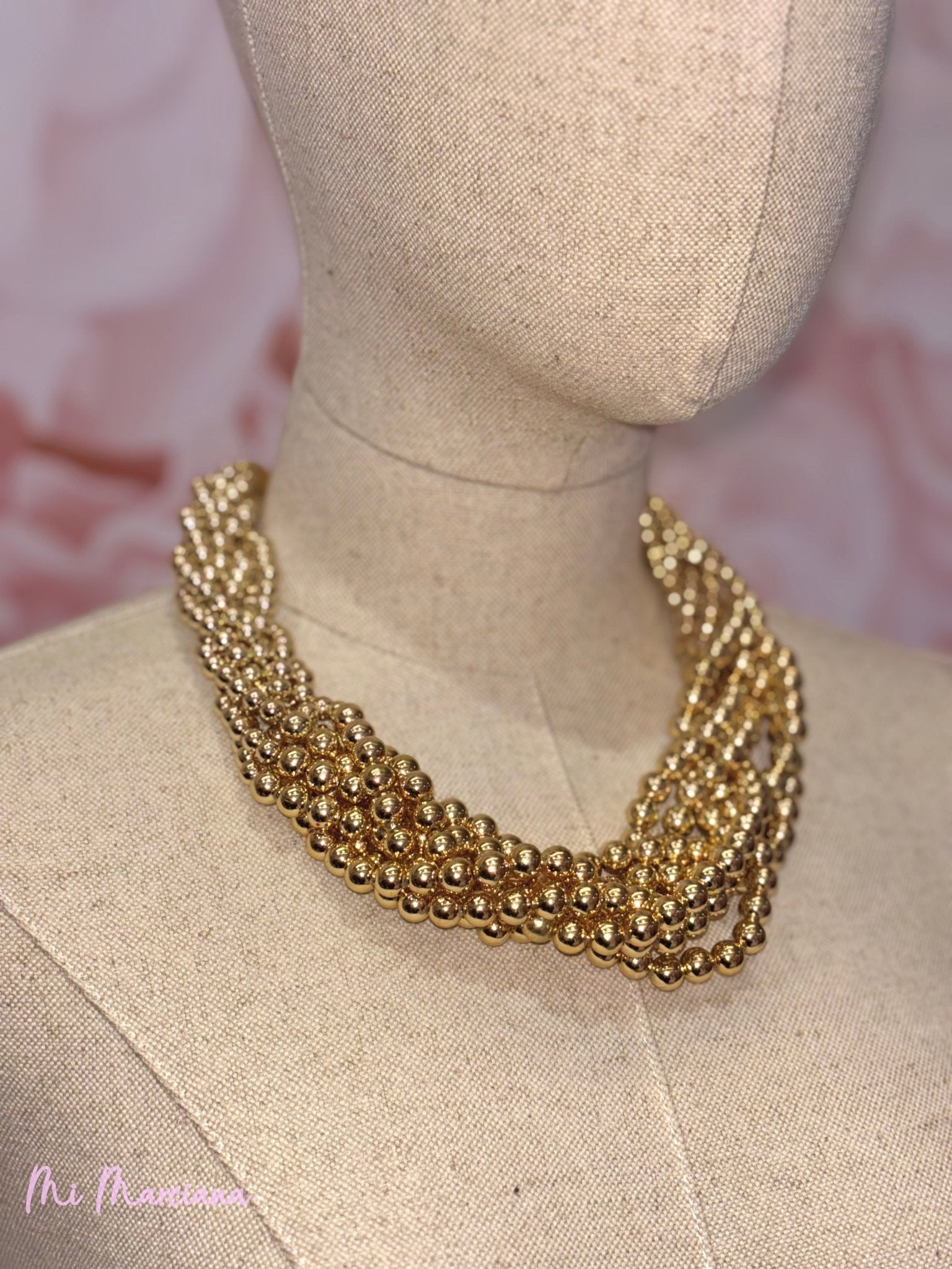 COLLAR BOLAS TRENZADO - Mi Marciana