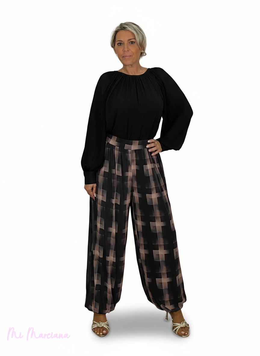 Calças de chiffon estampadas com Aladdin