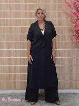 CONJUNTO CHAQUETA LARGA Y PANTALÓN NEGRO - Mi Marciana