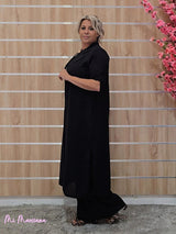 CONJUNTO CHAQUETA LARGA Y PANTALÓN NEGRO - Mi Marciana