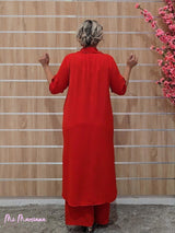 CONJUNTO CHAQUETA LARGA Y PANTALÓN ROJO - Mi Marciana