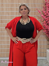 CONJUNTO CHAQUETA LARGA Y PANTALÓN ROJO - Mi Marciana