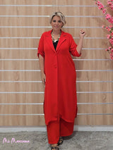 CONJUNTO CHAQUETA LARGA Y PANTALÓN ROJO - Mi Marciana