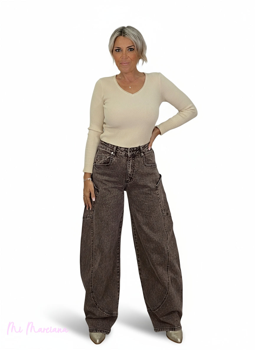 JEANS BALLON MARRÓN JOT