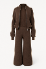 CONJUNTO DE PUNTO CON CHAQUETA DE CUELLO ALTO Y PANTALON PALAZZO - foto de referencia