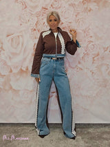 CONJUNTO DENIM STRASS ENCAJE - Mi Marciana