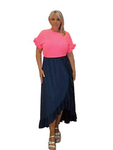 FALDA ALGODÓN LAVADO VOLANTES REJILLA MARINO - Mi Marciana