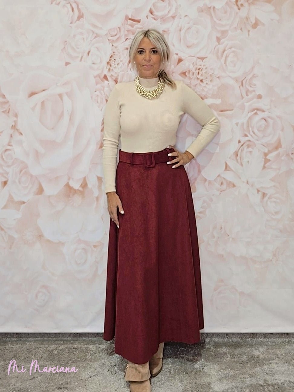 FALDA ANTELINA CON CINTURÓN - Mi Marciana